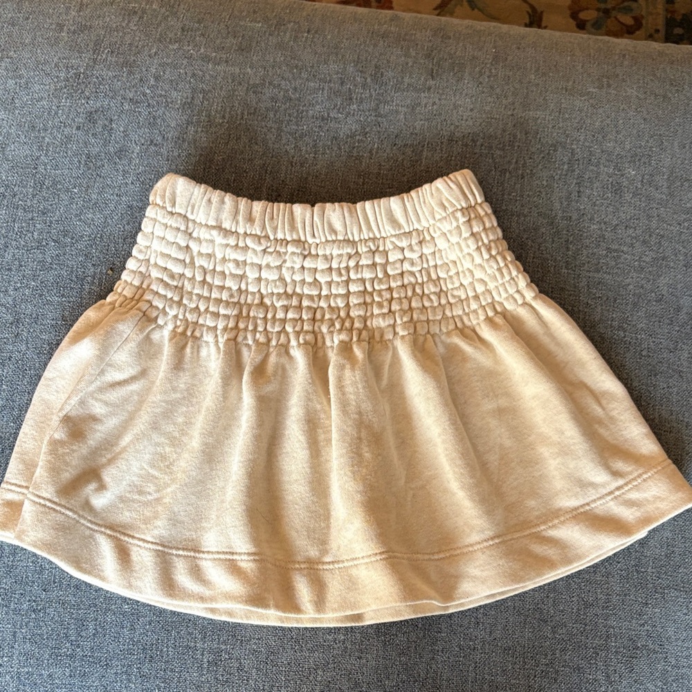 Aerie Cream Mini Skirt with Smocked Waist